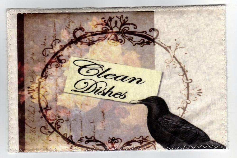 Dishwasher Magnet Clean Dirty Dishes Flip Sign Victorian Crow Shabby Chic