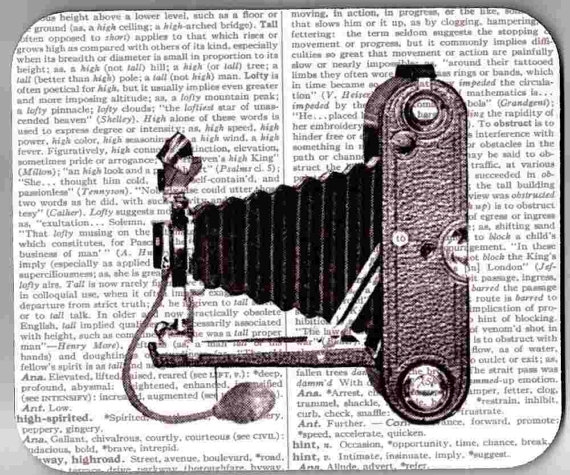 Mouse Pad Vintage Camera Dictionary Book Page Decorative Unique