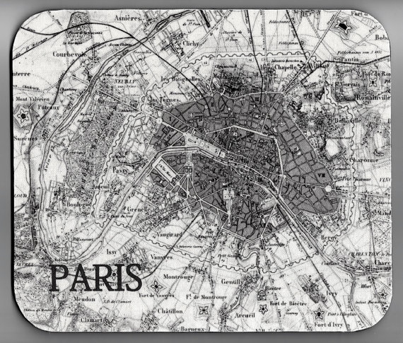 Paris Map Vintage Image Mouse Pad